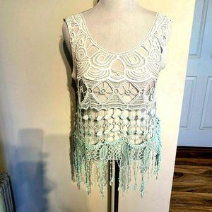 Vivid Collection of NY 100% cotton crochet top L